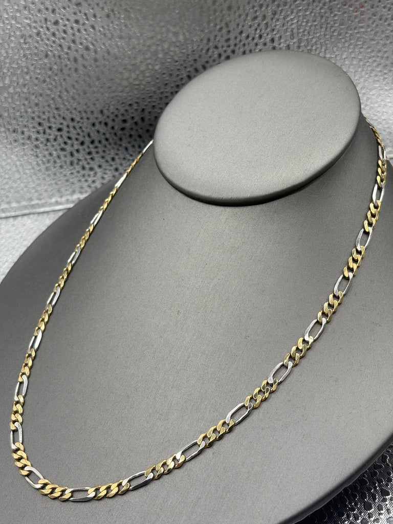 Ladies/ Gents 14 Karat White & Yellow Gold Figeroe Link Chain