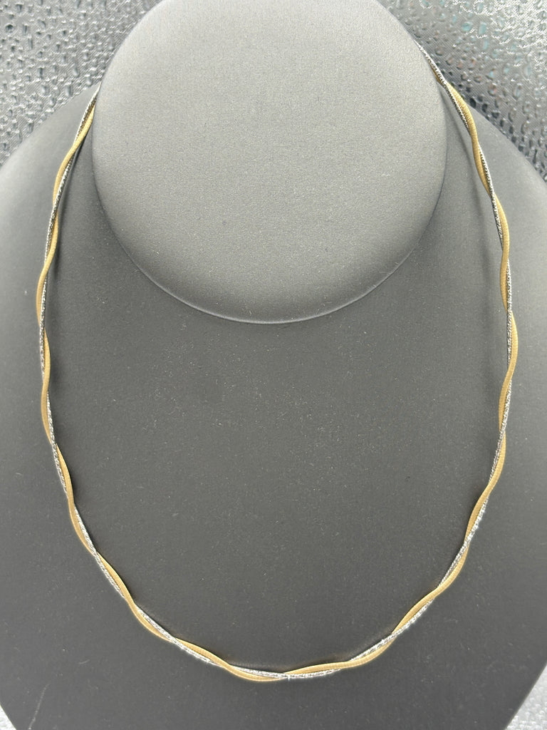 Ladies 14 Karat Yellow & White Gold Double Braided Cable Chain