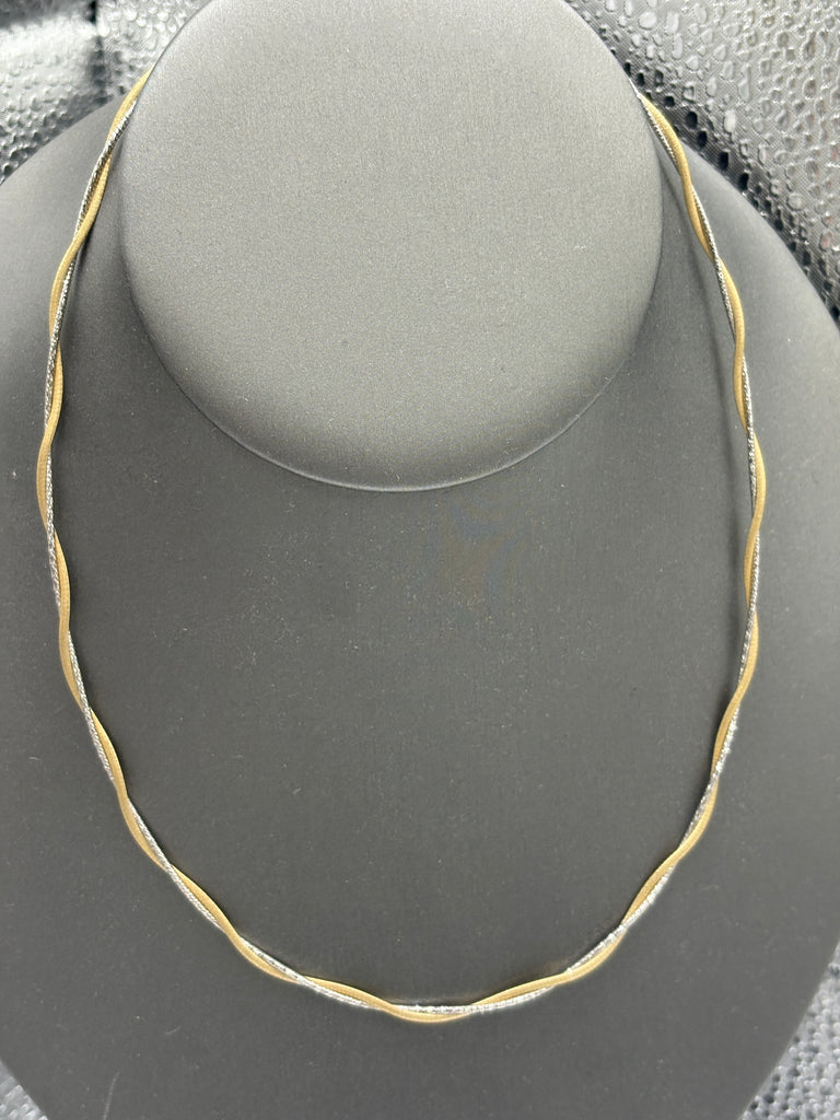 Ladies 14 Karat Yellow & White Gold Double Braided Cable Chain