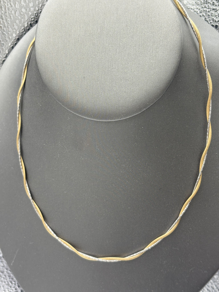 Ladies 14 Karat Yellow & White Gold Double Braided Cable Chain