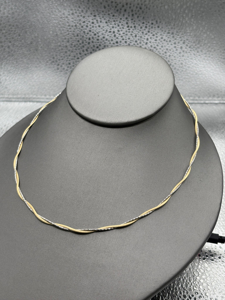 Ladies 14 Karat Yellow & White Gold Double Braided Cable Chain