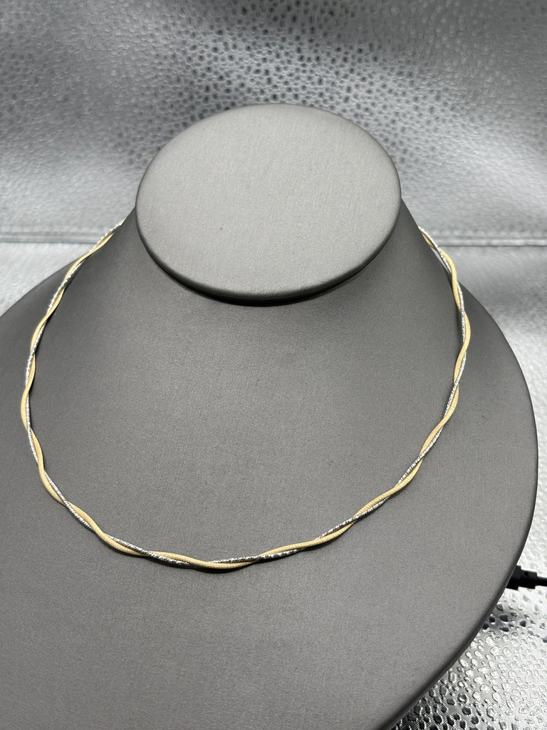Ladies 14 Karat Yellow & White Gold Double Braided Cable Chain