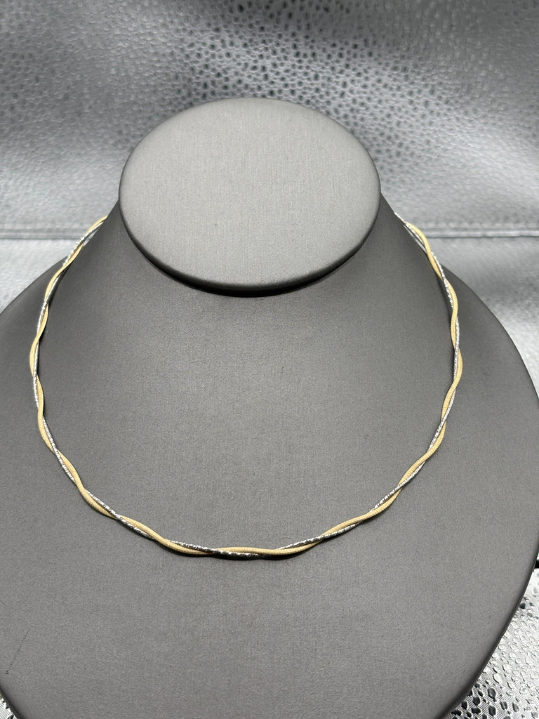 Ladies 14 Karat Yellow & White Gold Double Braided Cable Chain