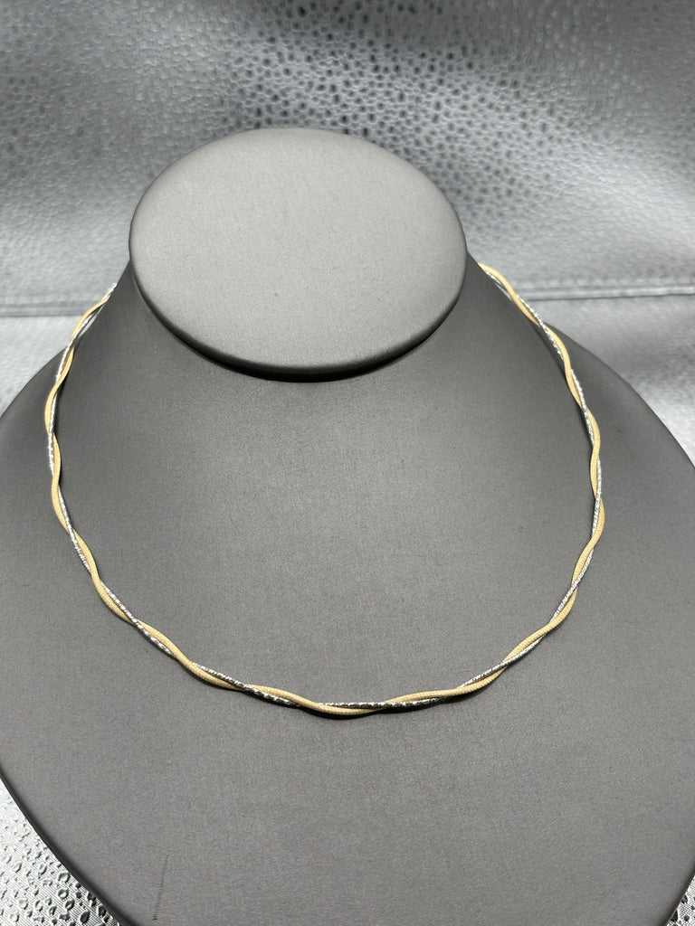 Ladies 14 Karat Yellow & White Gold Double Braided Cable Chain