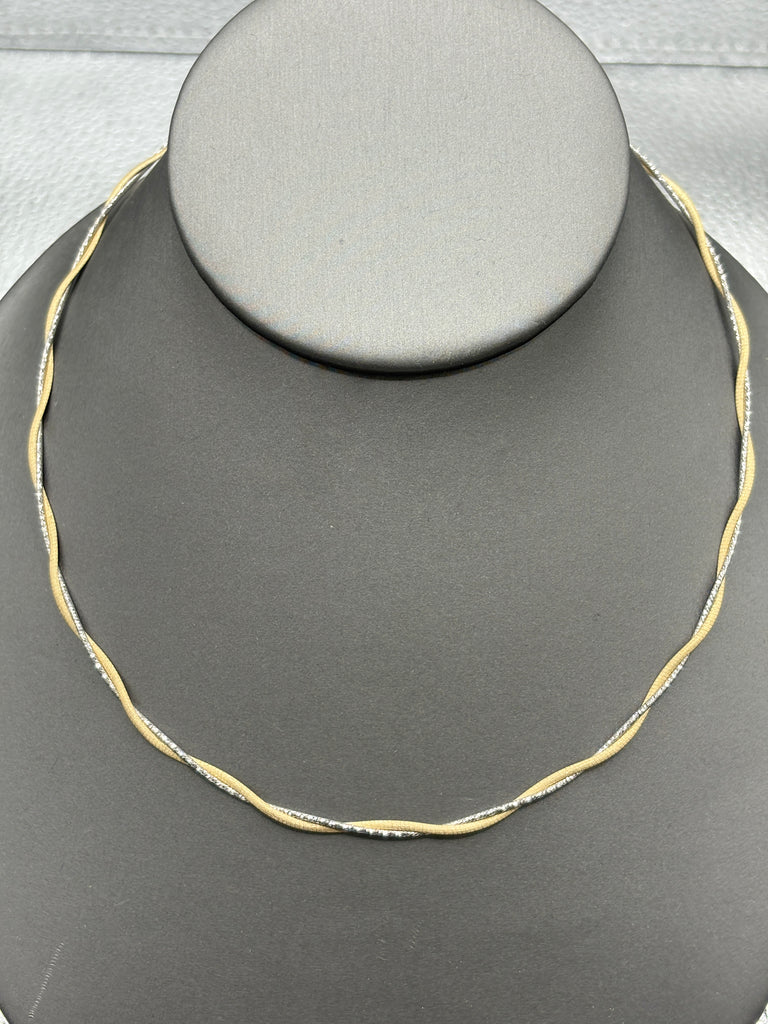 Ladies 14 Karat Yellow & White Gold Double Braided Cable Chain
