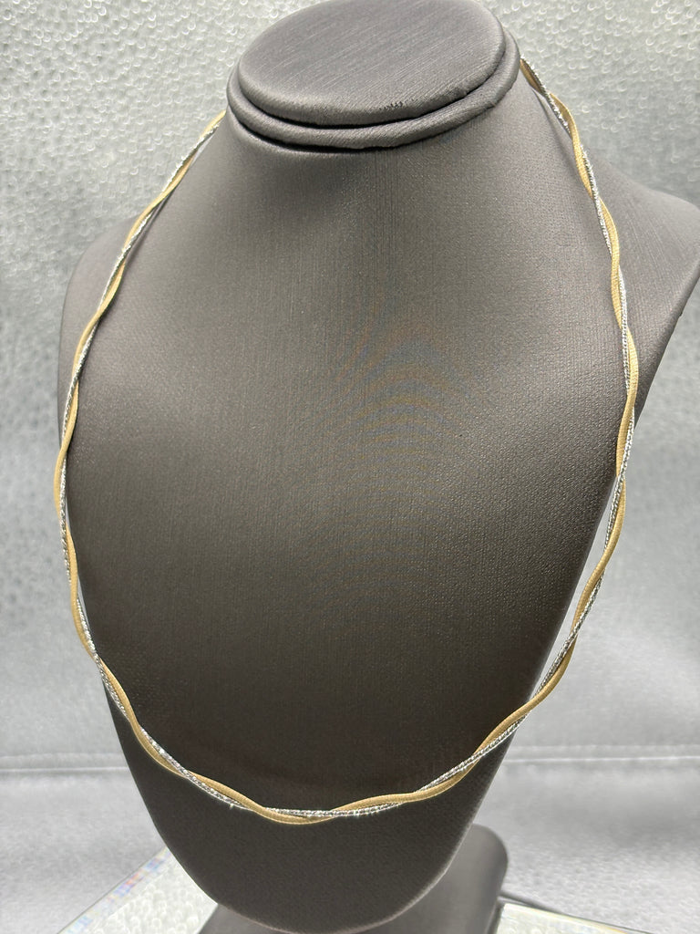 Ladies 14 Karat Yellow & White Gold Double Braided Cable Chain