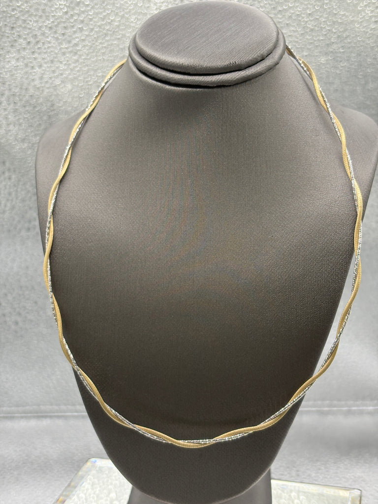 Ladies 14 Karat Yellow & White Gold Double Braided Cable Chain
