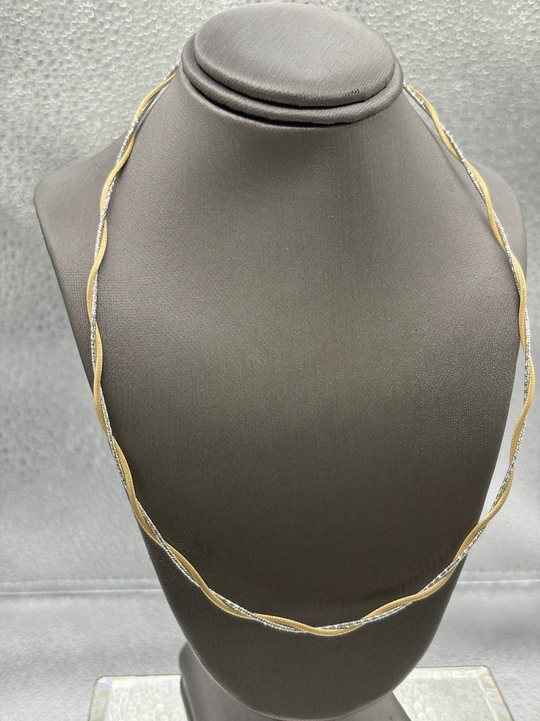 Ladies 14 Karat Yellow & White Gold Double Braided Cable Chain