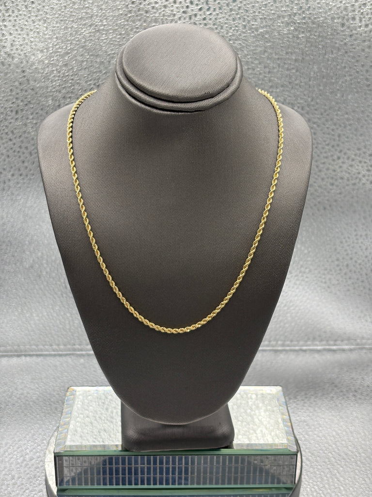 Ladies 14 Karat Yellow Gold Solid Diamond-Cut Rope Chain