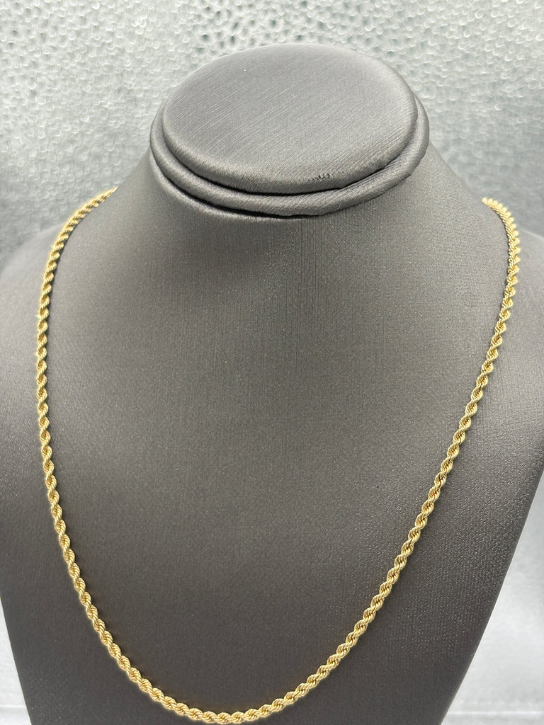 Ladies/Gents 14 Karat Yellow Gold Solid Di-Cut Rope Chain
