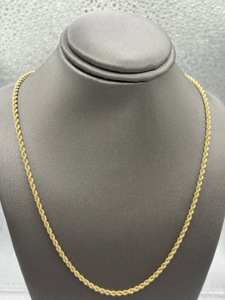 Ladies/Gents 14 Karat Yellow Gold Solid Di-Cut Rope Chain