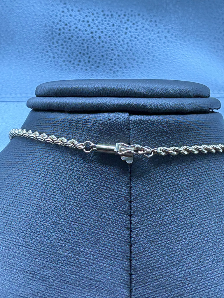 Ladies 14 Karat Yellow Gold Solid Diamond-Cut Rope Chain