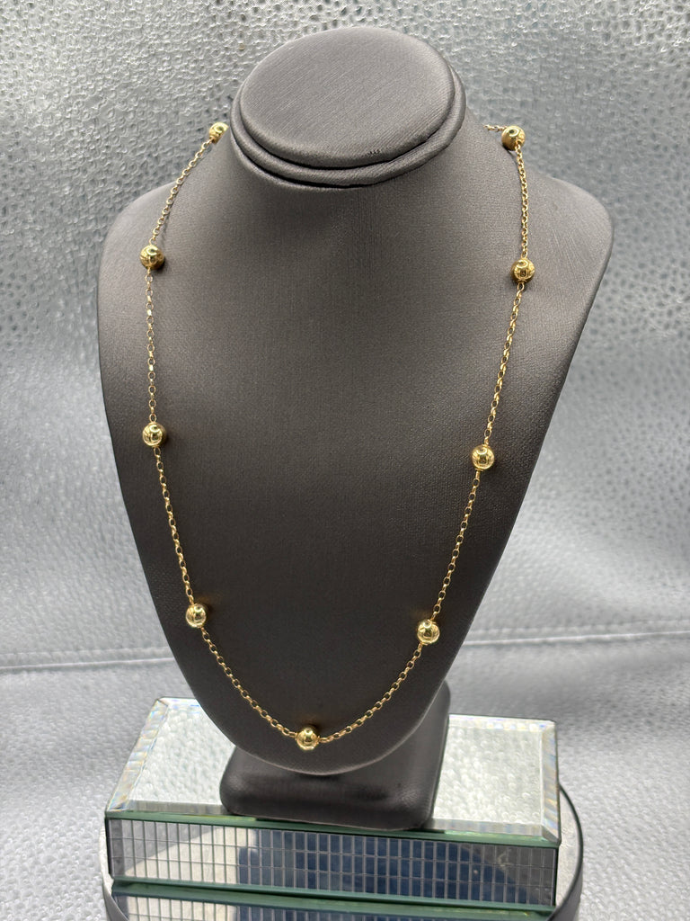 Ladies 14 Karat Yellow Gold Ball & Link Necklace