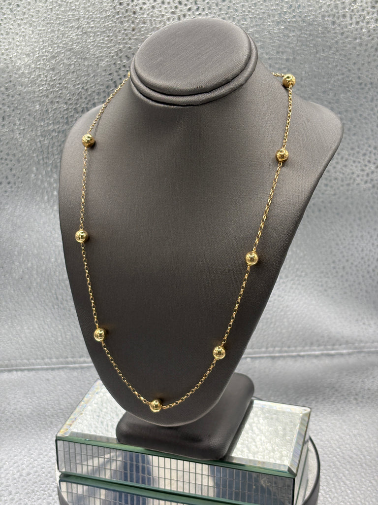 Ladies 14 Karat Yellow Gold Ball & Link Necklace