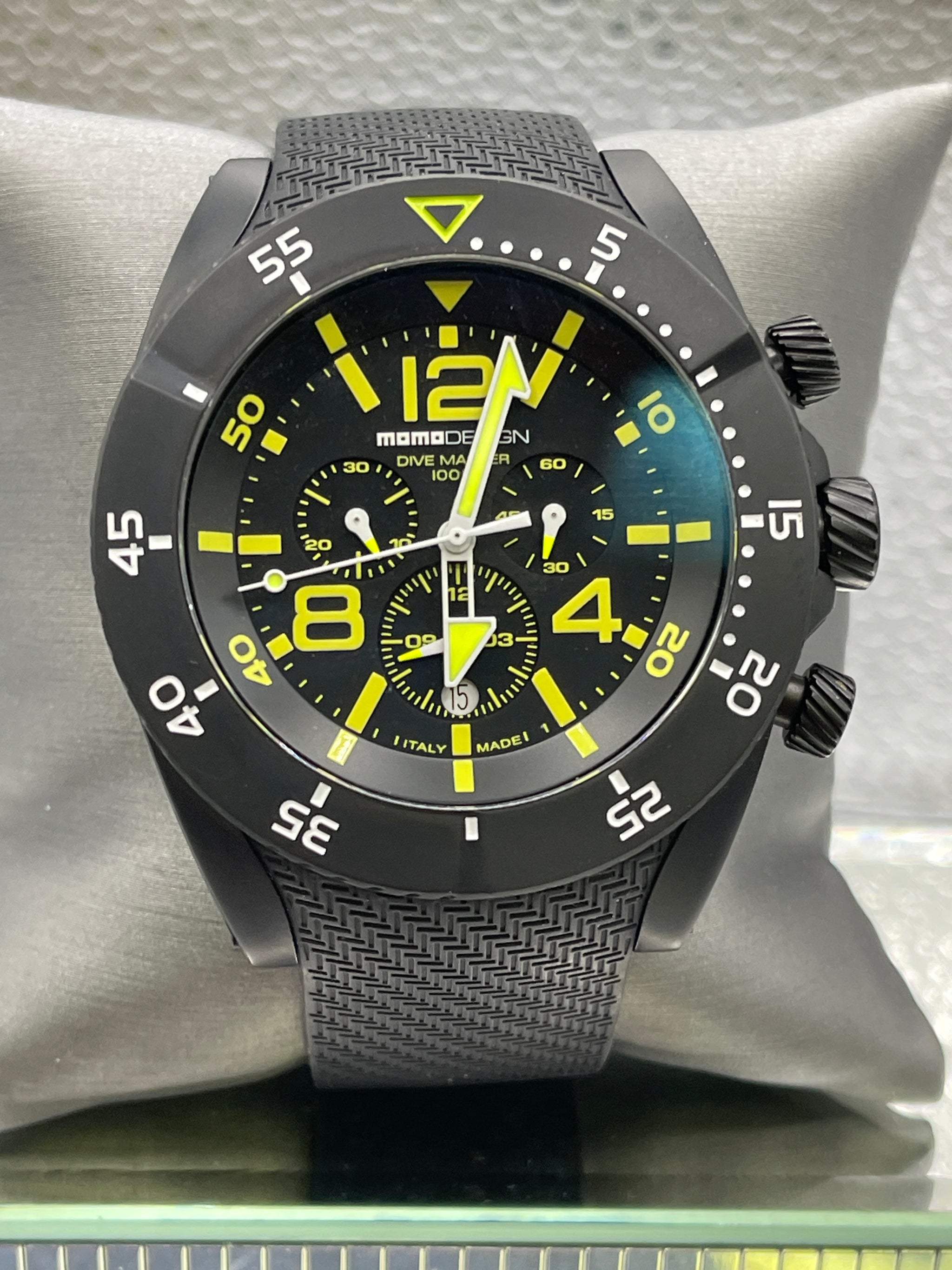 時計 momo NEW MOMO DESIGN BLACK CHRONOGRAPH SPORT DIVE MASTER WATCH