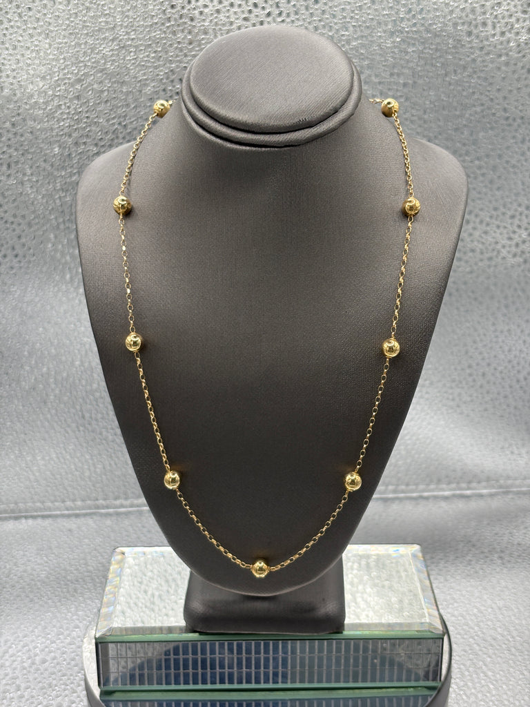 Ladies 14 Karat Yellow Gold Ball & Link Necklace