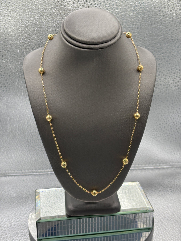Ladies 14 Karat Yellow Gold Ball & Link Necklace