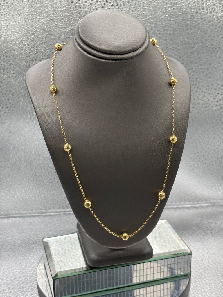 Ladies 14 Karat Yellow Gold Ball & Link Necklace