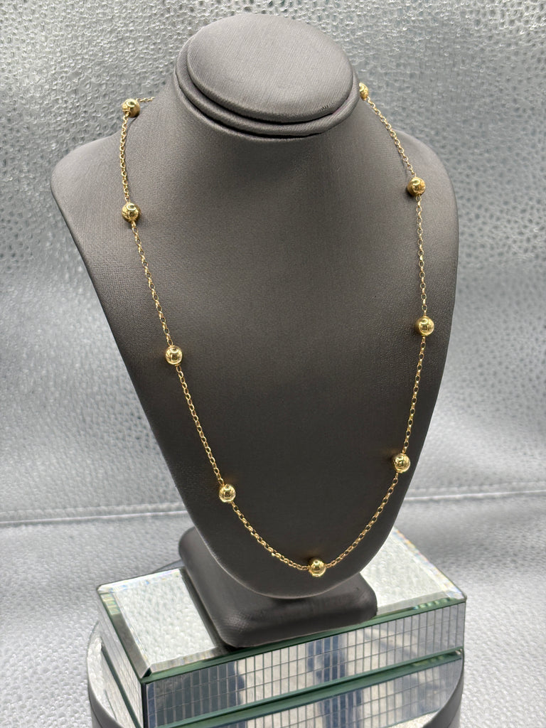 Ladies 14 Karat Yellow Gold Ball & Link Necklace