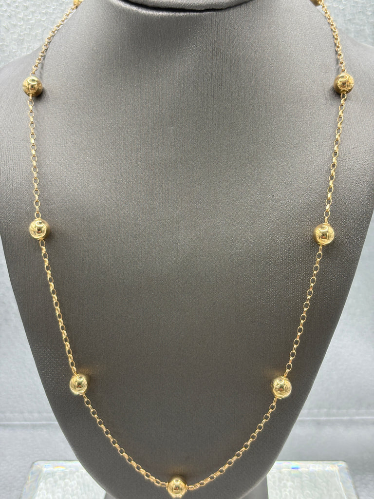 Ladies 14 Karat Yellow Gold Ball & Link Necklace
