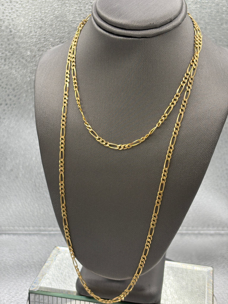 Ladies / Gents 14 Karat Yellow Gold Solid Figeroe Link Chain