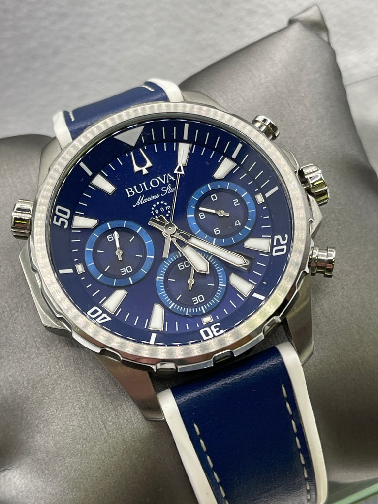 View two of BULOVA MARINE STAR BLUE DIAL SILVER TONE WATCH