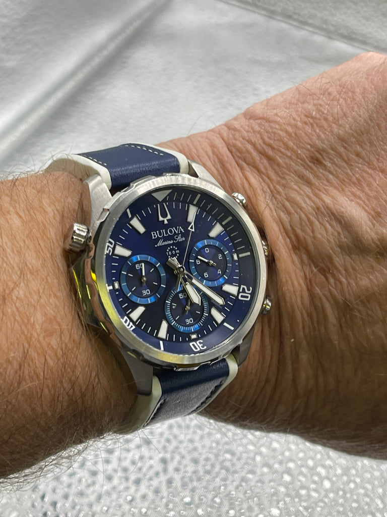 View eight of BULOVA MARINE STAR BLUE DIAL SILVER TONE WATCH