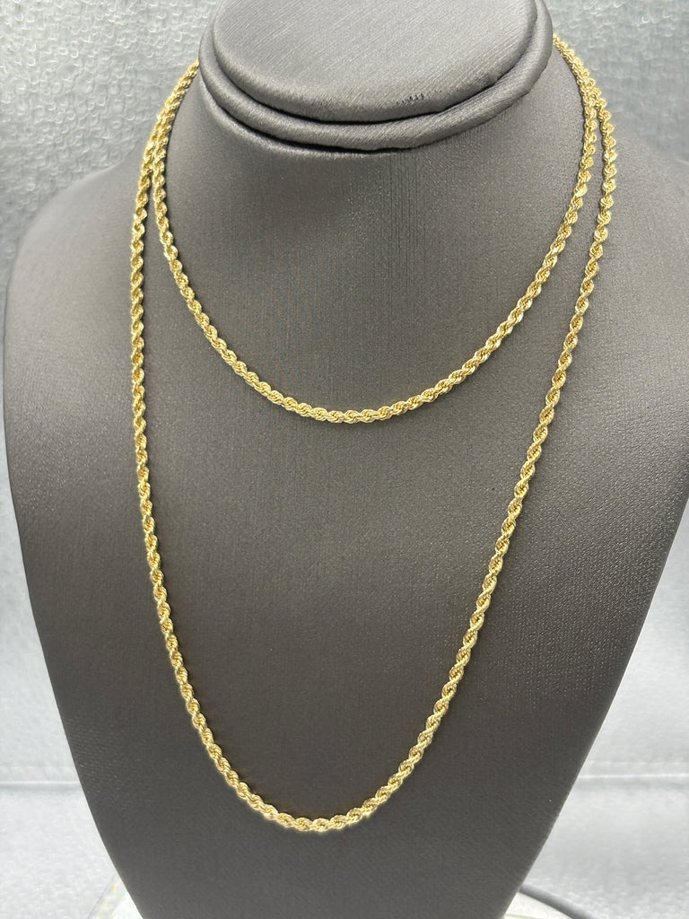 Ladies/Gents 14 Karat Solid Yellow Gold Di-Cut Rope Chain