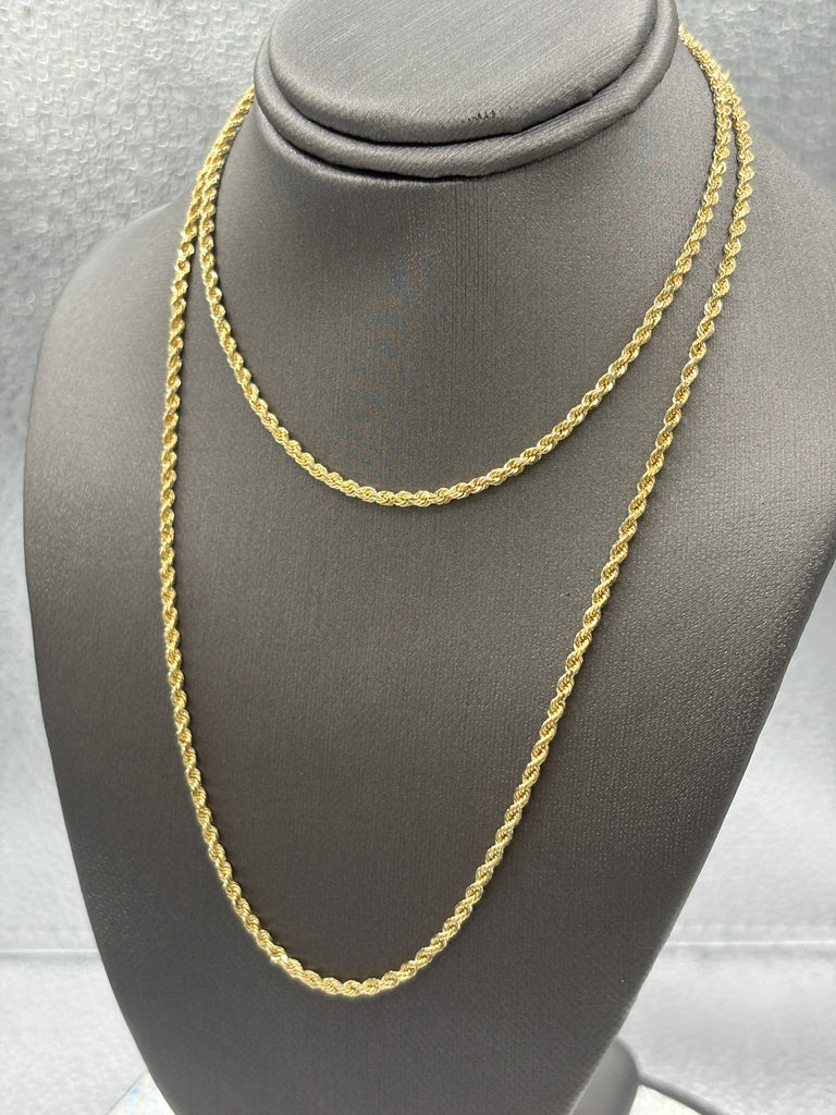 Ladies/Gents 14 Karat Solid Yellow Gold Di-Cut Rope Chain