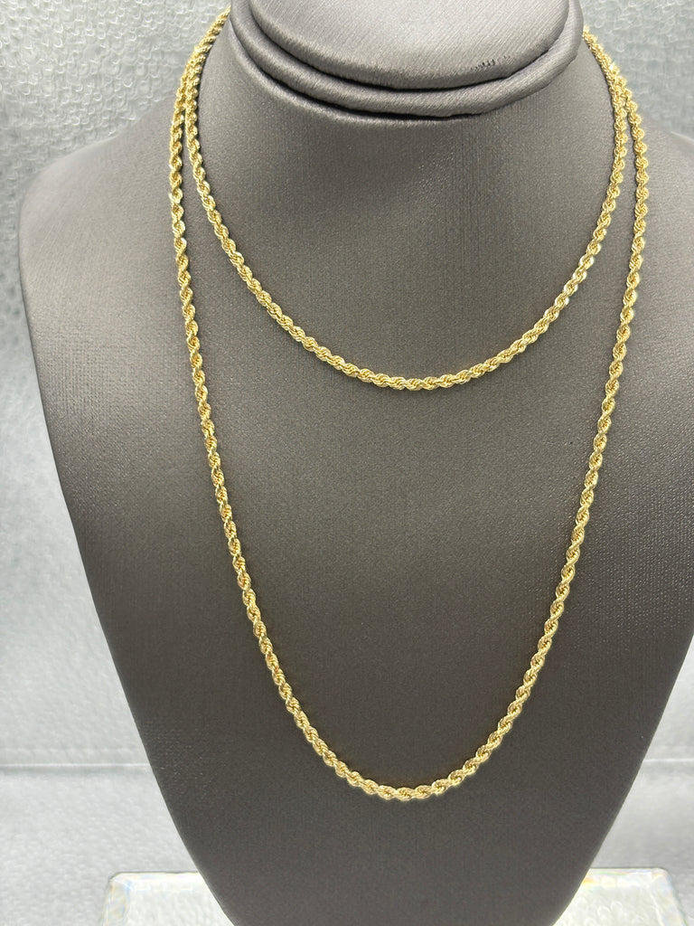 Ladies/Gents 14 Karat Solid Yellow Gold Di-Cut Rope Chain