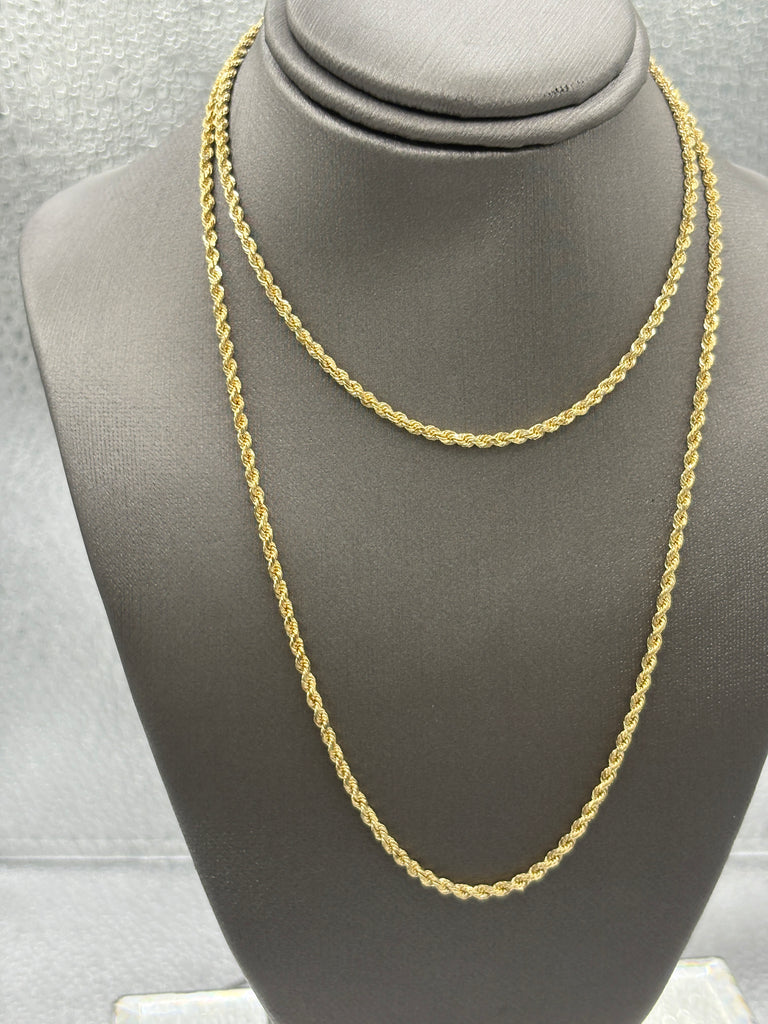 Ladies/Gents 14 Karat Solid Yellow Gold Di-Cut Rope Chain