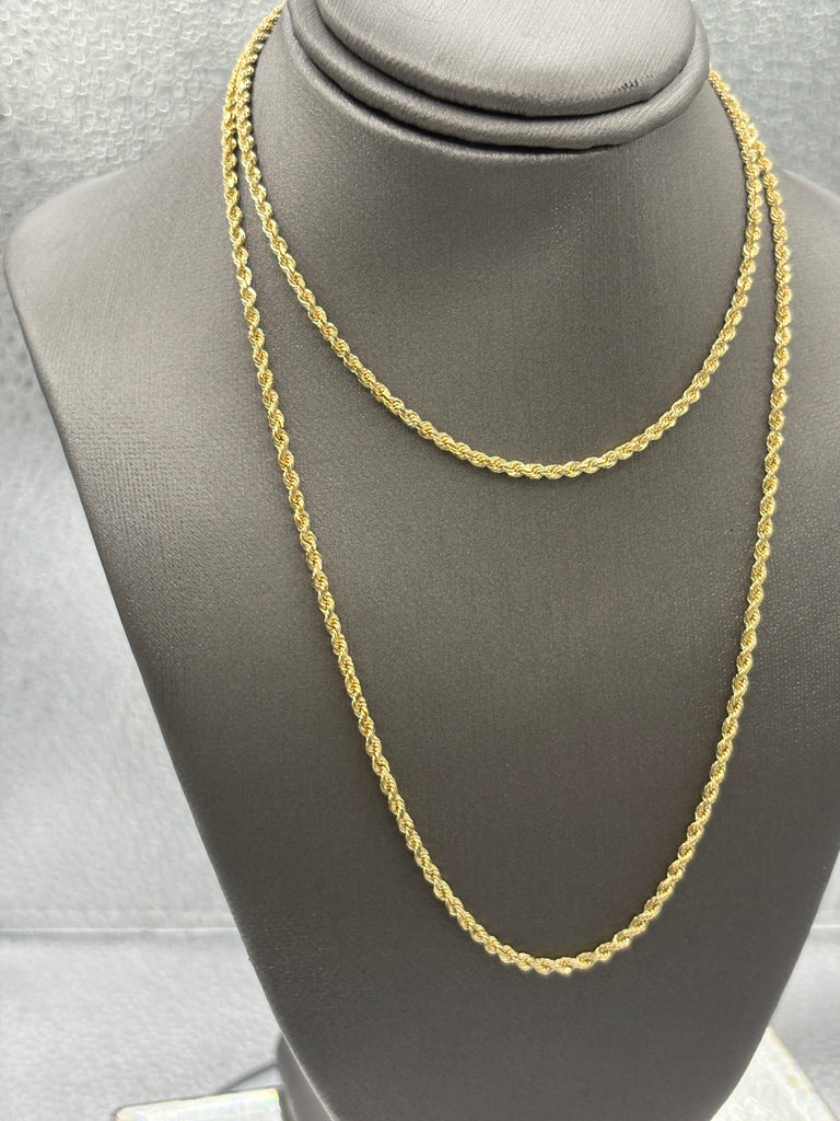Ladies/Gents 14 Karat Solid Yellow Gold Di-Cut Rope Chain