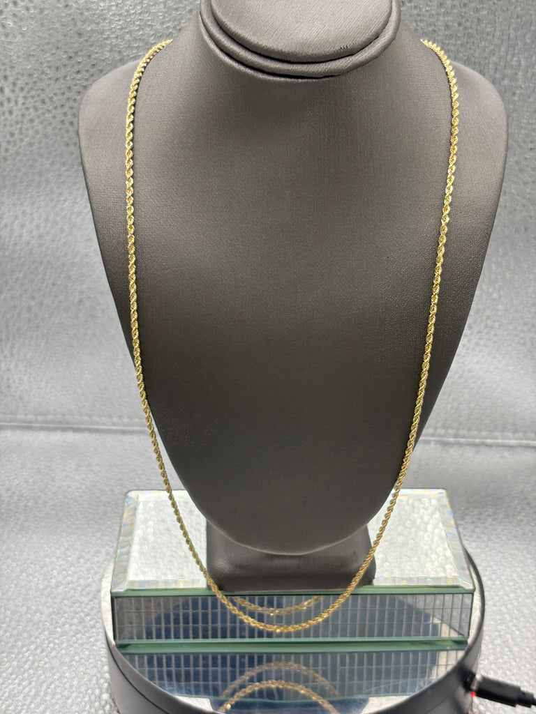 Ladies/Gents 14 Karat Solid Yellow Gold Di-Cut Rope Chain