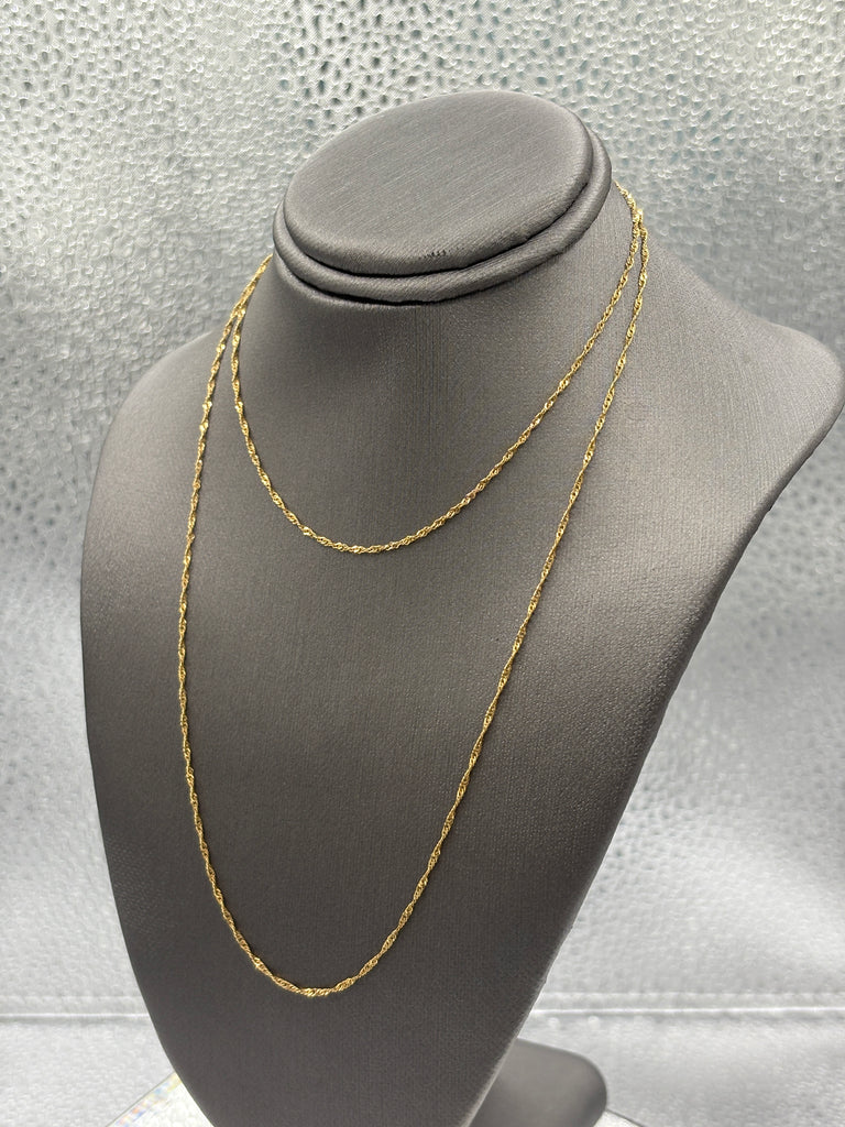 Ladies 14 Karat Yellow Gold Twisted Sparkle Link Chain