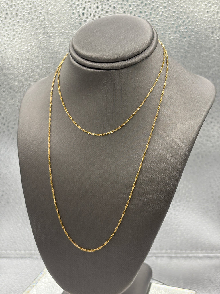 Ladies 14 Karat Yellow Gold Twisted Sparkle Link Chain