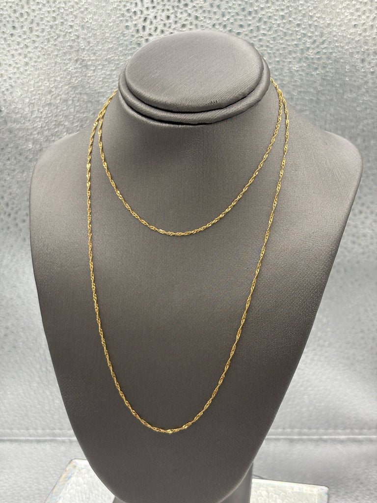 Ladies 14 Karat Yellow Gold Twisted Sparkle Link Chain