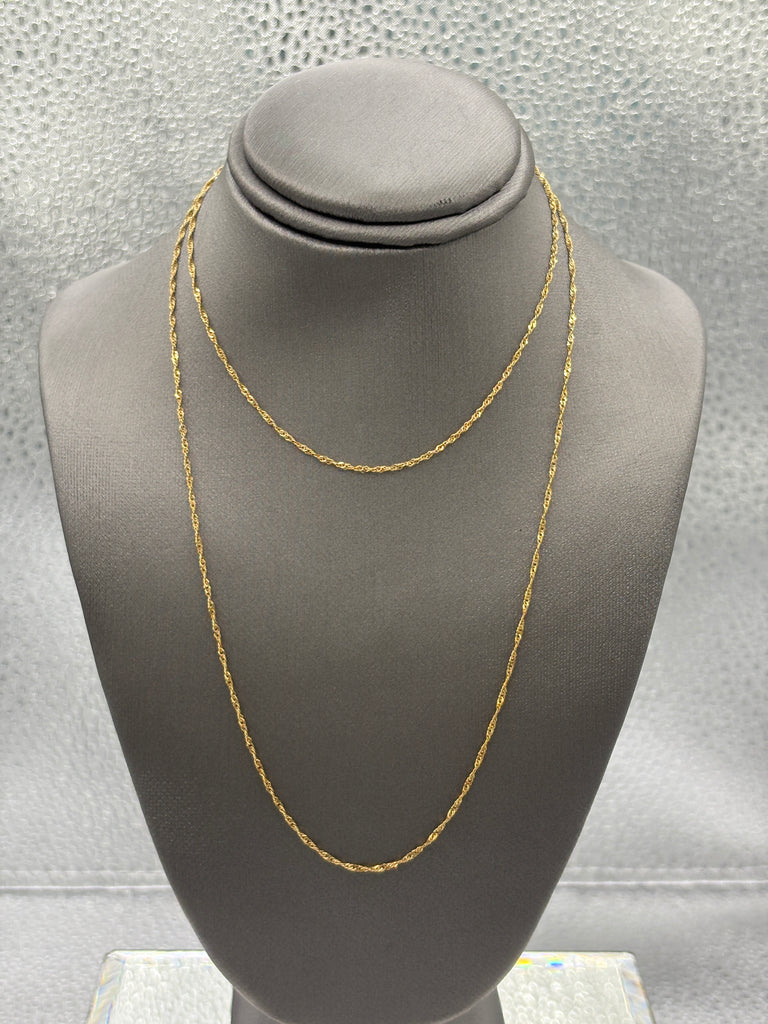 Ladies 14 Karat Yellow Gold Twisted Sparkle Link Chain