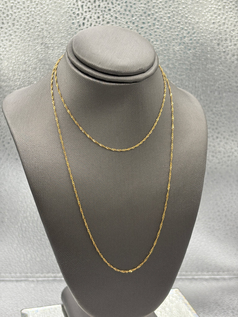 Ladies 14 Karat Yellow Gold Twisted Sparkle Link Chain