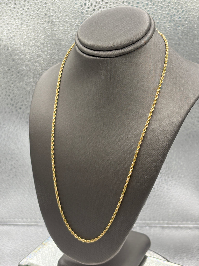 Ladies 14 Karat Yellow Gold Solid Di-Cut Rope Chain
