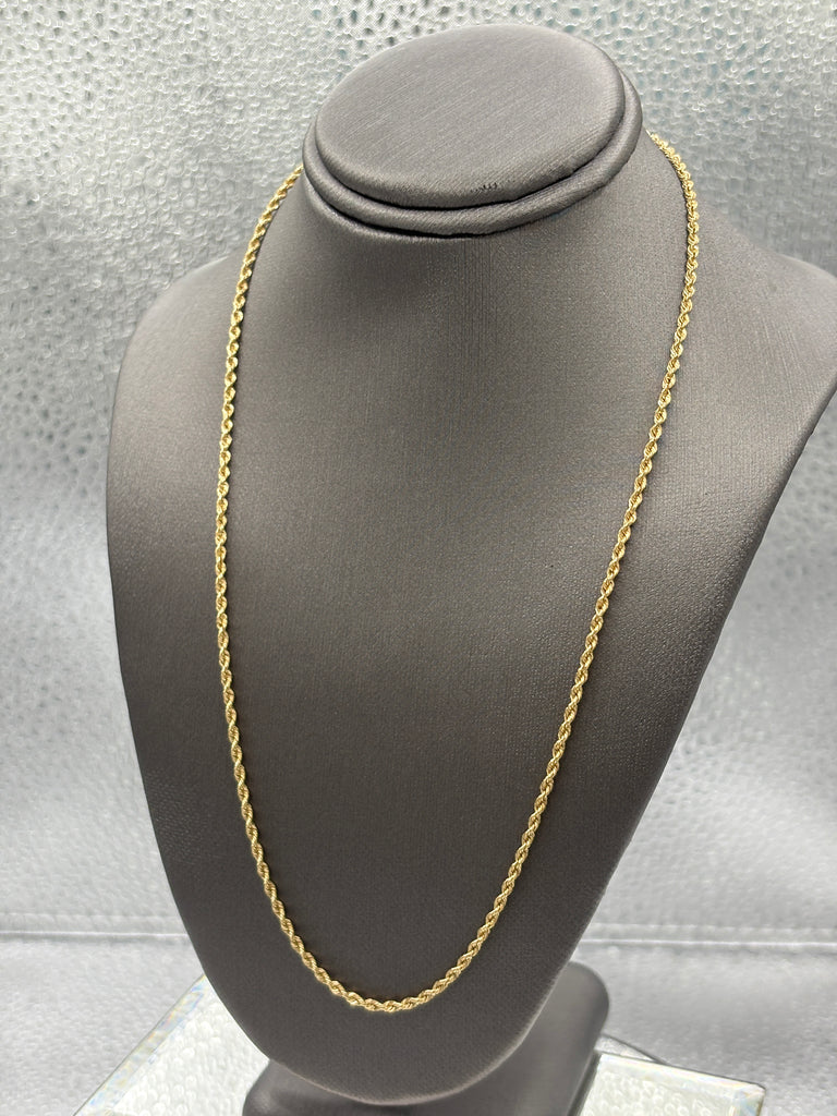 Ladies 14 Karat Yellow Gold Solid Di-Cut Rope Chain