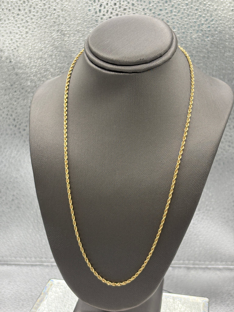 Ladies 14 Karat Yellow Gold Solid Di-Cut Rope Chain