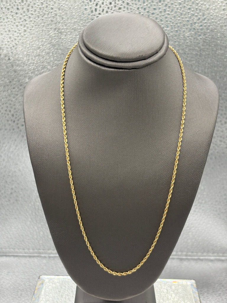 Ladies 14 Karat Yellow Gold Solid Di-Cut Rope Chain