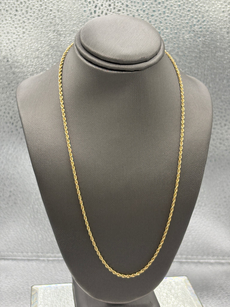 Ladies 14 Karat Yellow Gold Solid Di-Cut Rope Chain