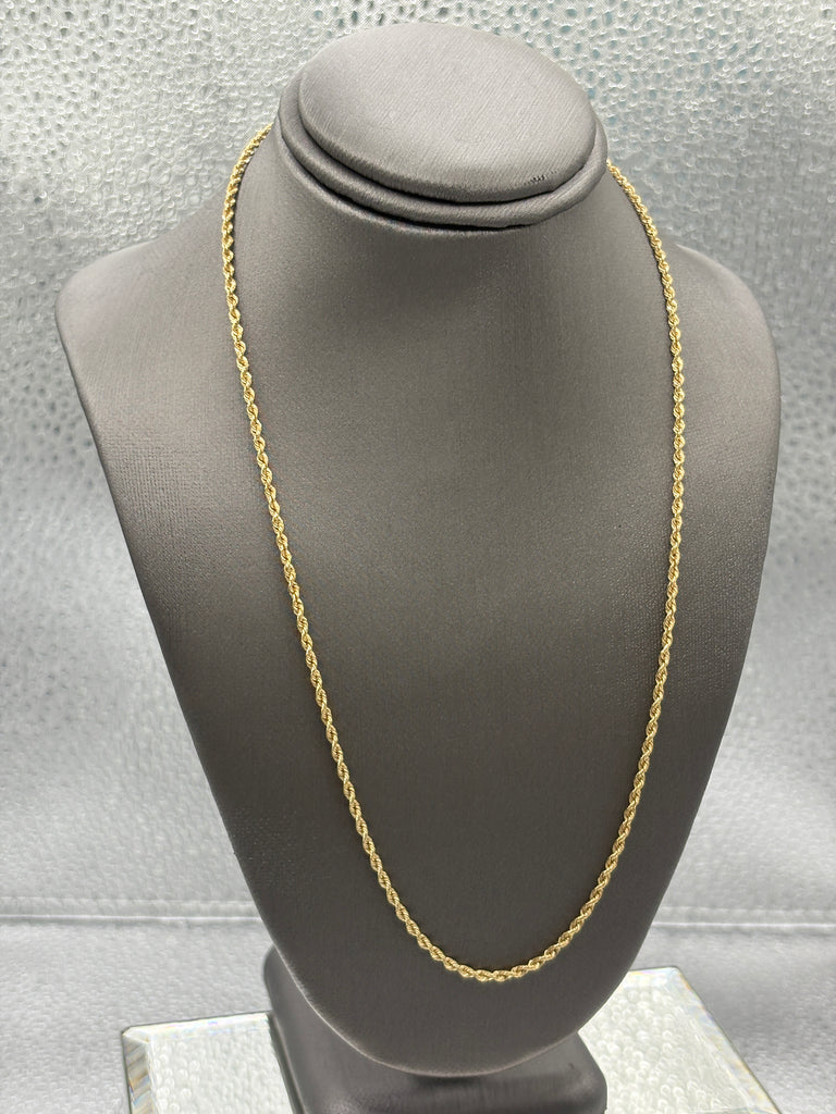 Ladies 14 Karat Yellow Gold Solid Di-Cut Rope Chain
