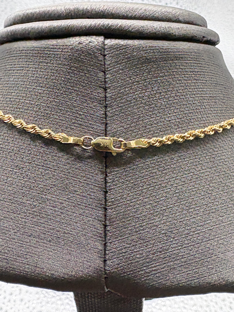 Ladies 14 Karat Yellow Gold Solid Di-Cut Rope Chain