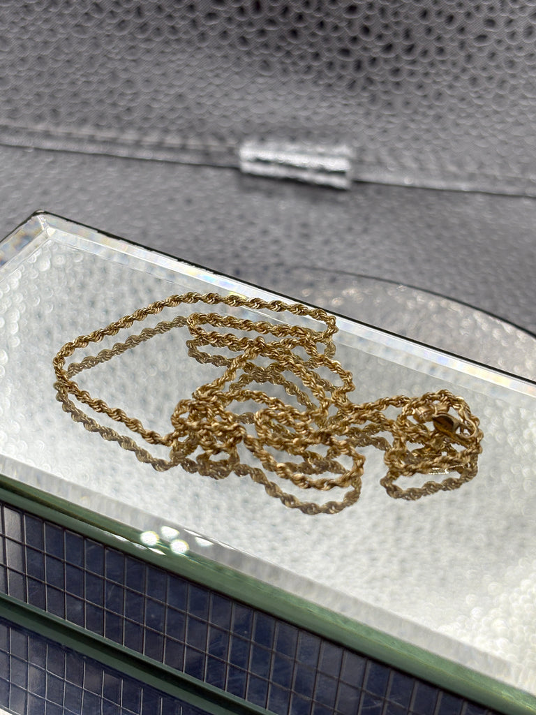 Ladies 14 Karat Yellow Gold Solid Di-Cut Rope Chain
