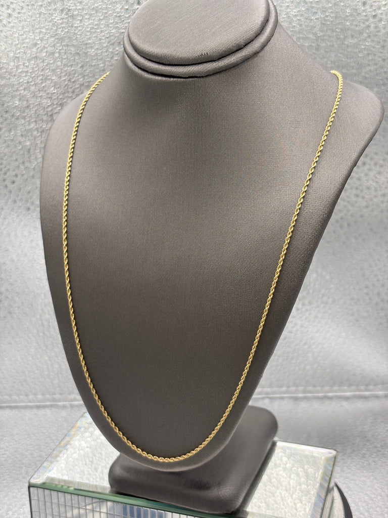 Ladies 14 Karat Solid Yellow Gold Di-Cut Solid Rope Chain