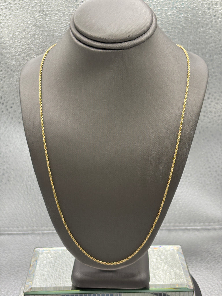 Ladies 14 Karat Solid Yellow Gold Di-Cut Solid Rope Chain