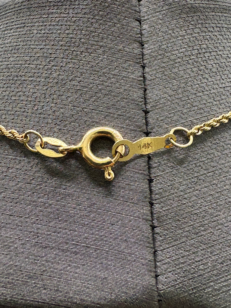 Ladies 14 Karat Solid Yellow Gold Di-Cut Solid Rope Chain