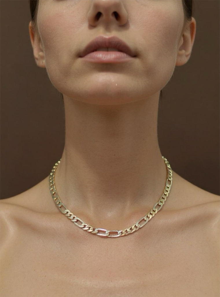 Ladies/ Gents 14 Karat White & Yellow Gold Figeroe Link Chain
